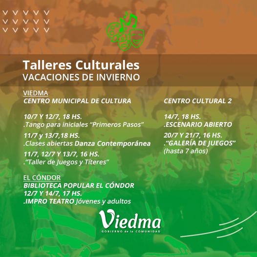 VACACIONES DE INVIERNO CON TALLERES CULTURALES ABIERTOS AL PÚBLICO