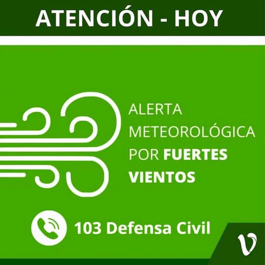 ALERTA POR FUERTES VIENTOS