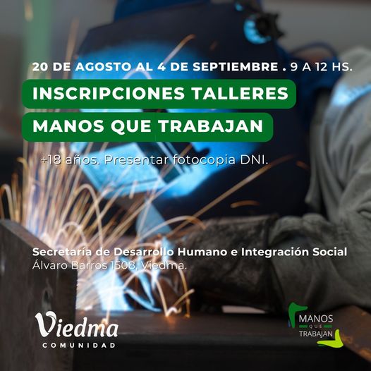 INSCRIPCIONES ABIERTAS PARA PARTICIPAR DE LAS CAPACITACIONES «MANOS QUE TRABAJAN»