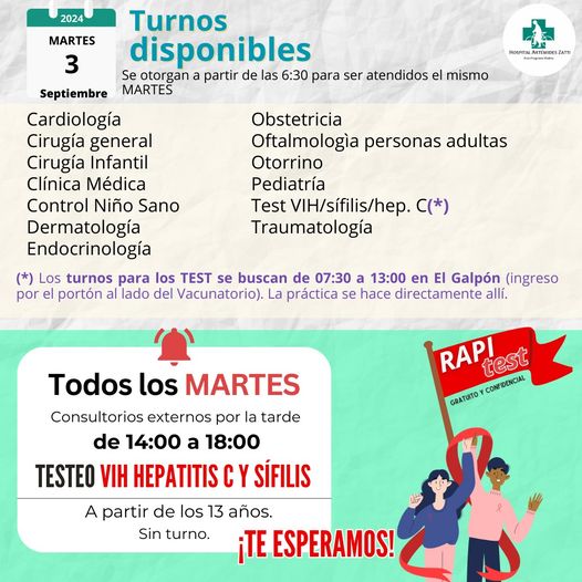 Hospital Zatti – Turnos dia Martes