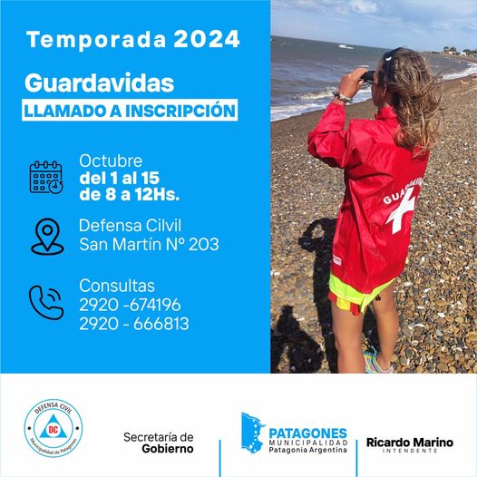 LLAMADO A INSCRIPCIÓN PARA GUARDAVIDAS TEMPORADA 2024-2025