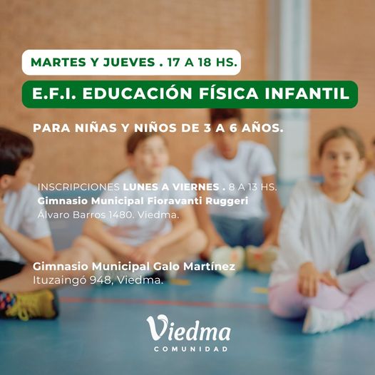 INSCRIPCIONES ABIERTAS PARA EL PROGRAMA DE EDUCACIÓN FÍSICA INFANTIL