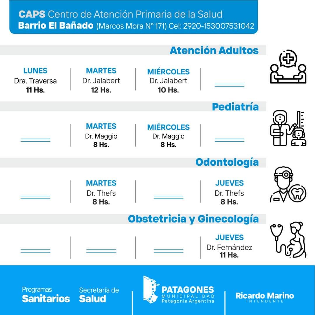 Nuevos días y horarios en los Centros de Atención Primaria de Patagones