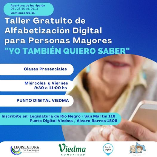 TALLER GRATUITO DE ALFABETIZACIÓN DIGITAL PARA ADULTOS MAYORES