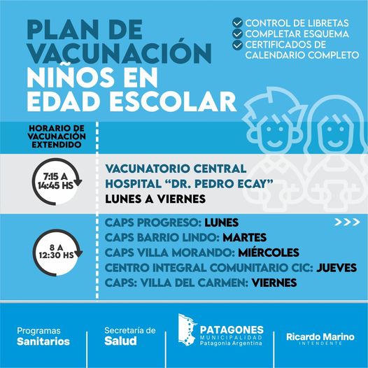 CONTINÚA EL PLAN DE VACUNACIÓN PARA NIÑOS EN EDAD ESCOLAR