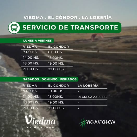 NUEVO HORARIO DE COLECTIVO A EL BALNEARIO EL CÓNDOR